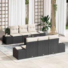 vidaXL Set da Giardino 7 Pezzi con Cuscini Neri