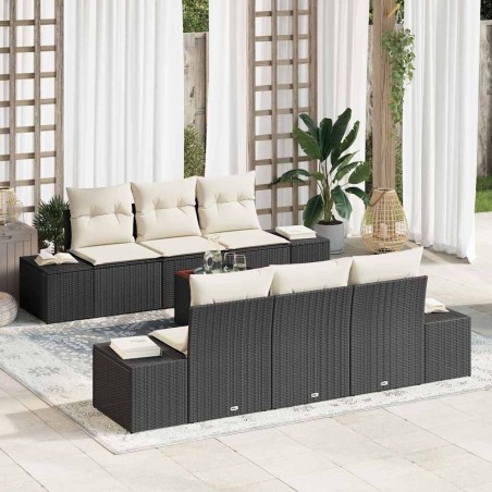 vidaXL Set da Giardino 7 Pezzi con Cuscini Neri