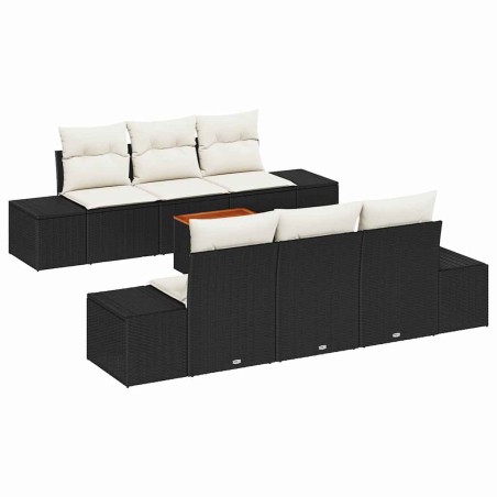 vidaXL Set da Giardino 7 Pezzi con Cuscini Neri