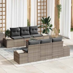 vidaXL Set di Sofà da Giardino Moderna 7 Pezzi con Cuscini Grigi in Rattan Sintetico