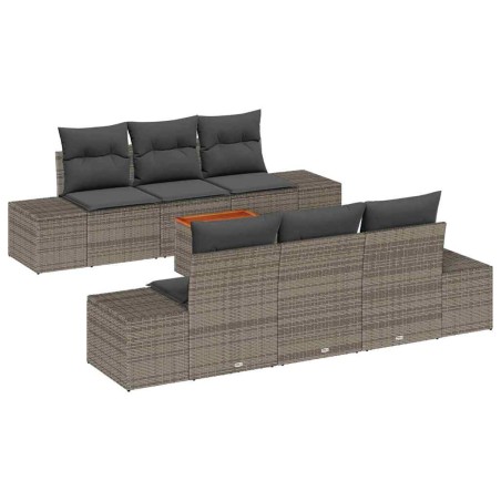 vidaXL Set di Sofà da Giardino Moderna 7 Pezzi con Cuscini Grigi in Rattan Sintetico