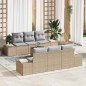 vidaXL Set di divani da giardino a 7 pezzi con cuscini beige in rattan sintetico e legno di acacia