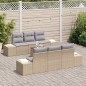 vidaXL Set di divani da giardino a 7 pezzi con cuscini beige in rattan sintetico e legno di acacia