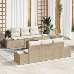 vidaXL Set di divani da giardino 7 pezzi con cuscini beige