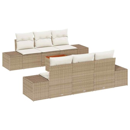 vidaXL Set di divani da giardino 7 pezzi con cuscini beige