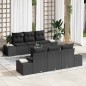 vidaXL Set da giardino di 7 pezzi con cuscini neri in polyrattan e struttura in acacia