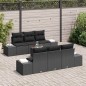 vidaXL Set da giardino di 7 pezzi con cuscini neri in polyrattan e struttura in acacia