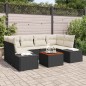 vidaXL Set da giardino 7 pezzi con cuscini in rattan sintetico nero e legno di acacia