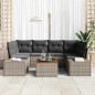 vidaXL Set di divani da giardino 7 pezzi con cuscini in polyrattan grigio e acacia