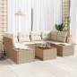 vidaXL Set da Giardino 7 Pezzi con Cuscini in Rattan Sintetico Beige e Legno di Acacia
