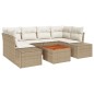vidaXL Set da Giardino 7 Pezzi con Cuscini in Rattan Sintetico Beige e Legno di Acacia