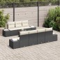 vidaXL Set da Giardino 8 Pezzi con Cuscini Neri in Rattan Tecnico e Acacia