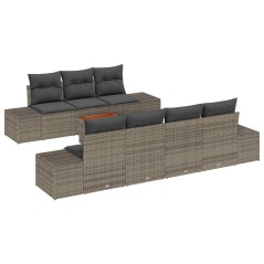 vidaXL Set giardino 8 pezzi con cuscini in polirattan grigio e legno di acacia