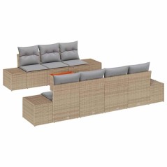 vidaXL Set da Giardino 8 Pezzi con Cuscini Beige in Rattan Sintetico e Legno di Acacia