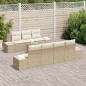 vidaXL Set divano da giardino 8 pezzi con cuscini beige in poly rattan e acacia