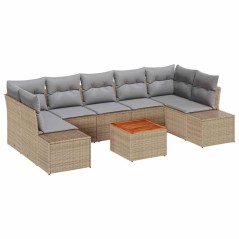 vidaXL Set di divani da giardino 8 pezzi con cuscini beige in rattan e poliestere