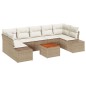 vidaXL Set di divani da giardino da 8 pezzi con cuscini beige in polirattan e acacia