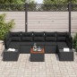 vidaXL Set da giardino in 8 pezzi con cuscini in rattan nero e legno di acacia.