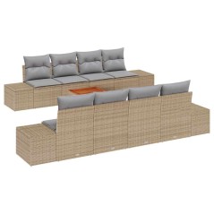 vidaXL Set di divani da giardino da 9 pezzi con cuscini in rattan sintetico beige e acacia.