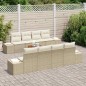 vidaXL Set di divani da giardino 9 pezzi con cuscini beige in polirattan e legno di acacia.