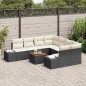 vidaXL Set da Giardino a 9 Pezzi con Cuscini in Rattan Nero e Tavolo in Acacia