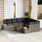 vidaXL Set Giardino 9 Pezzi con Cuscini in Rattan Grigio e Acacia