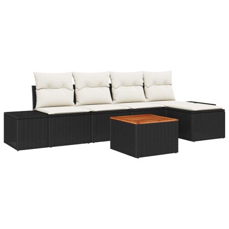 vidaXL Set da Giardino di 6 Pezzi con Cuscini in Rattan Nero e Acacia