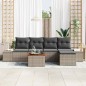 vidaXL Set di divani da giardino a 6 pezzi con cuscini grigi in polyrattan e acacia