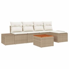 vidaXL Set di divani da giardino a 6 pezzi con cuscini beige in rattan sintetico e acacia