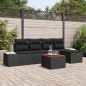 vidaXL Set di divani da giardino a 6 pezzi con cuscini in rattan sintetico nero e legno di acacia vidaXL Set di divani da giardino a 6 pezzi con cuscini in rattan sintetico nero e legno di acacia