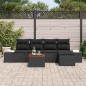 vidaXL Set di divani da giardino a 6 pezzi con cuscini in rattan sintetico nero e legno di acacia vidaXL Set di divani da giardino a 6 pezzi con cuscini in rattan sintetico nero e legno di acacia