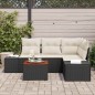 vidaXL Set di divani da giardino 5 pezzi con cuscini in polyrattan nero e acacia