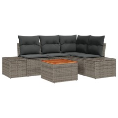vidaXL Set da Giardino a 5 Pezzi con Cuscini Grigi in Rattan Sintetico e Acacia