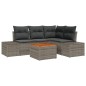 vidaXL Set da Giardino a 5 Pezzi con Cuscini Grigi in Rattan Sintetico e Acacia vidaXL Set da Giardino a 5 Pezzi con Cuscini Grigi in Rattan Sintetico e Acacia