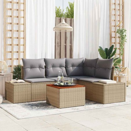 vidaXL Set di Divani da Giardino a 5 Pezzi con Cuscini in Rattan Beige