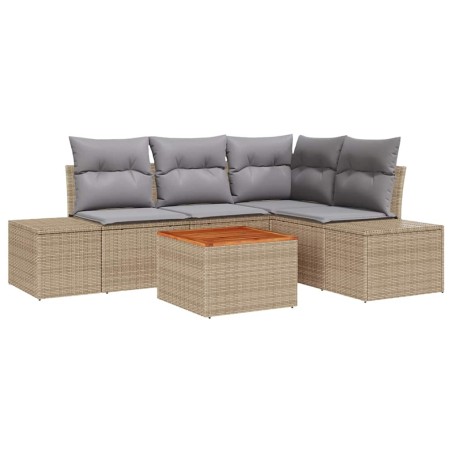 vidaXL Set di Divani da Giardino a 5 Pezzi con Cuscini in Rattan Beige