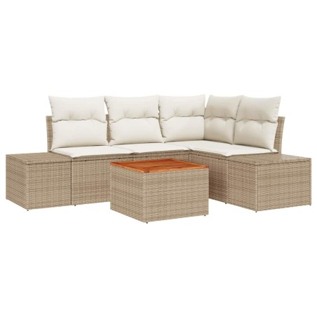 vidaXL Set da Giardino in 5 Pezzi con Cuscini Beige in Rattan Sintetico e Acacia