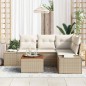 vidaXL Set da Giardino in 5 Pezzi con Cuscini Beige in Rattan Sintetico e Acacia
