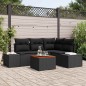 vidaXL Set di Divani da Giardino a 5 Pezzi con Cuscini Neri in Rattan Sintetico e Acacia