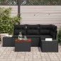 vidaXL Set di Divani da Giardino a 5 Pezzi con Cuscini Neri in Rattan Sintetico e Acacia