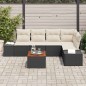 vidaXL Set di divani da giardino in 6 pezzi con cuscini neri in polyrattan e acacia