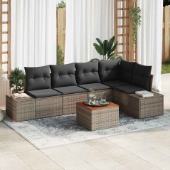 vidaXL Set divani da giardino 6 pezzi con cuscini grigi in rattan sintetico e acacia