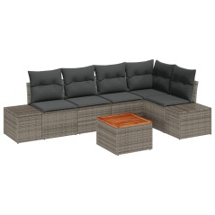 vidaXL Set divani da giardino 6 pezzi con cuscini grigi in rattan sintetico e acacia