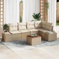 vidaXL Set di divani da giardino a 6 pezzi in rattan sintetico con cuscini beige e legno d'acacia