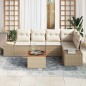 vidaXL Set di divani da giardino a 6 pezzi in rattan sintetico con cuscini beige e legno d'acacia