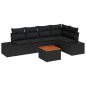 vidaXL Set di Divani da Giardino 6 Pezzi con Cuscini in Rattan Sintetico Nero e Legno di Acacia vidaXL Set di Divani da Giardino 6 Pezzi con Cuscini in Rattan Sintetico Nero e Legno di Acacia