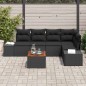 vidaXL Set di Divani da Giardino 6 Pezzi con Cuscini in Rattan Sintetico Nero e Legno di Acacia vidaXL Set di Divani da Giardino 6 Pezzi con Cuscini in Rattan Sintetico Nero e Legno di Acacia