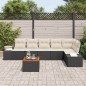 vidaXL Set da giardino in rattan con cuscini neri, 7 pezzi in acacia