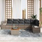 vidaXL Set Divano Giardino 7 Pezzi con Cuscini Grigio in Rattan di Polietilene e Legno di Acacia