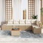 vidaXL Set di divani da giardino da 7 pezzi con cuscini beige in rattan sintetico e acacia vidaXL Set di divani da giardino da 7 pezzi con cuscini beige in rattan sintetico e acacia